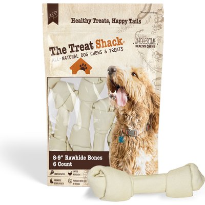 The Treat Shack The Treat Shack Knotted 8 to 9-in Natural Flavor Rawhide Bone Dog Treats, 6 count