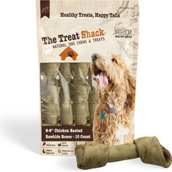 The Treat Shack Knotted 8 to 9-in Chicken Flavor Rawhide Bone Dog Treats, 10 count