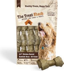 The Treat Shack Knotted 4 to 5-in Chicken Flavor Rawhide Bone Dog Treats, 20 count