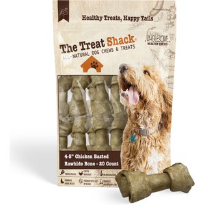 The Treat Shack Knotted 4 to 5-in Chicken Flavor Rawhide Bone Dog Treats, 20 count