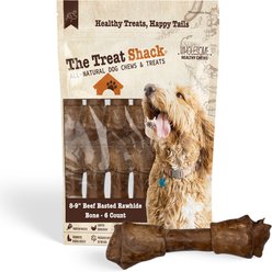 The Treat Shack Knotted 8 to 9-in Beef Flavor Rawhide Bone Dog Treats, 6 count