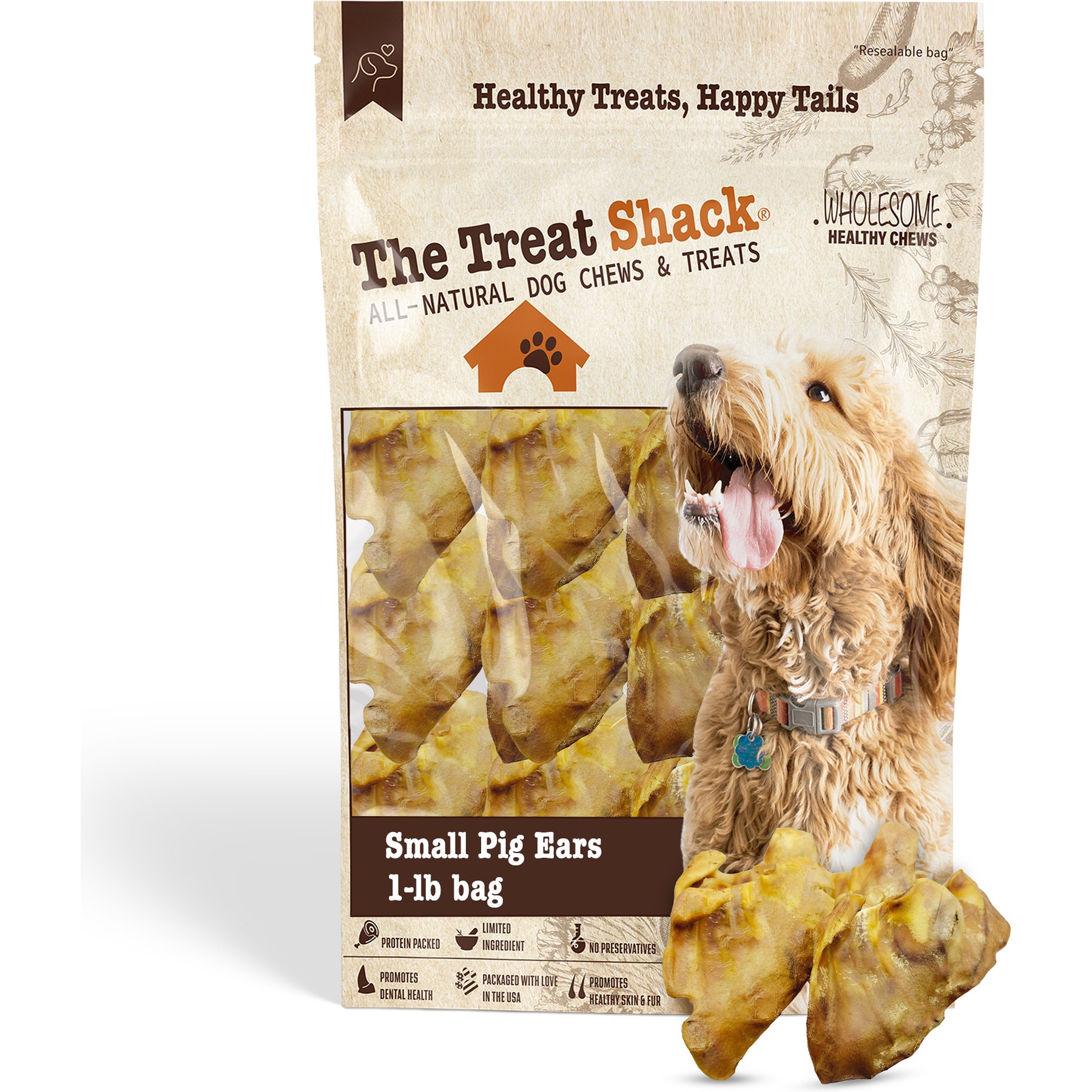 The Treat Shack Natural Pig Ears Slivers Dog Chew Treat, Small, 1-lb bag