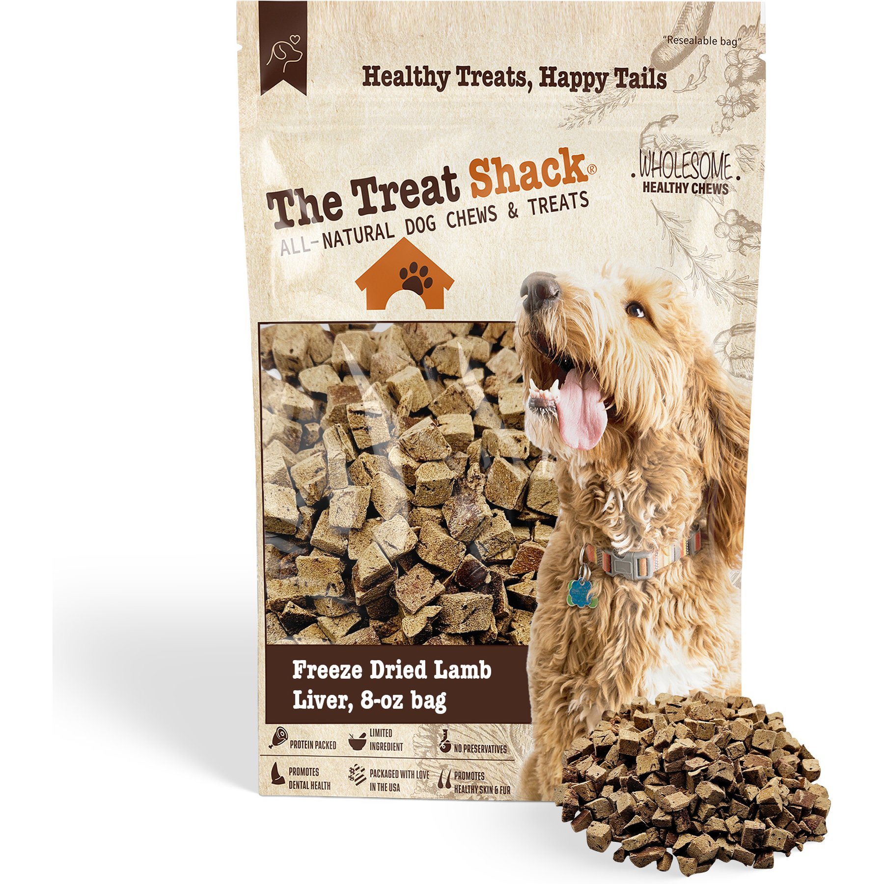 The Treat Shack Single Ingredient Lamb Liver Freeze-Dried Dog & Cat Treats, 8-oz bag