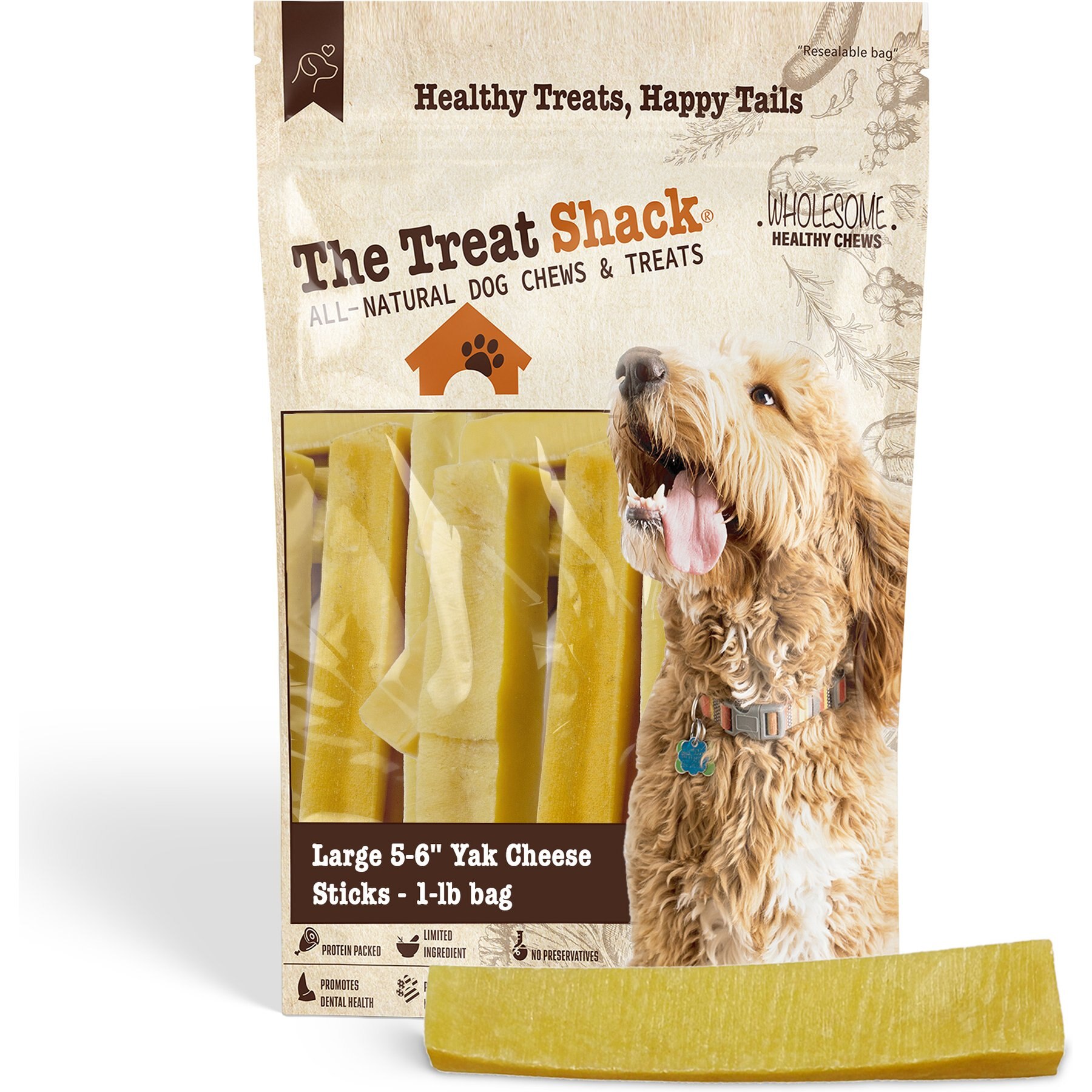 The Treat Shack 5 to 6-in Himalayan Yak Cheese Dog Chew Treats, Large, 1-lb bag