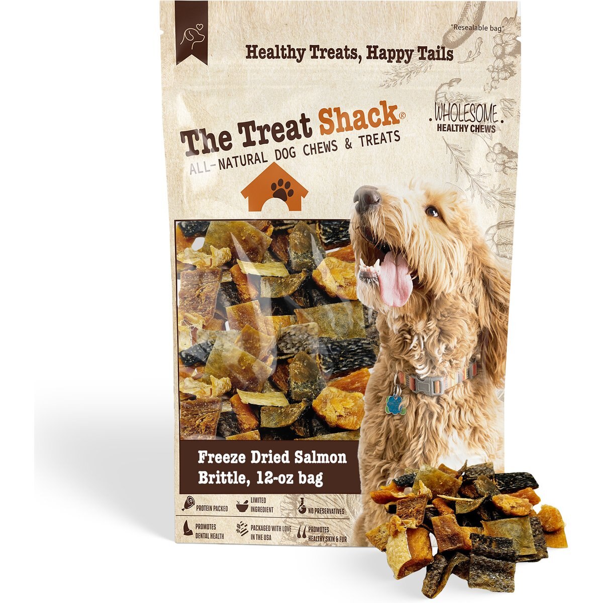 The Treat Shack All-Natural Salmon Human-Grade Jerky Brittle Freeze-Dried Dog Treats, 12-oz bag