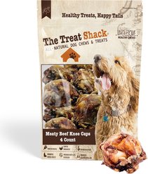 The Treat Shack Meaty Beef Knee Cap Bone Natural Dog Chew Treats, 4 count