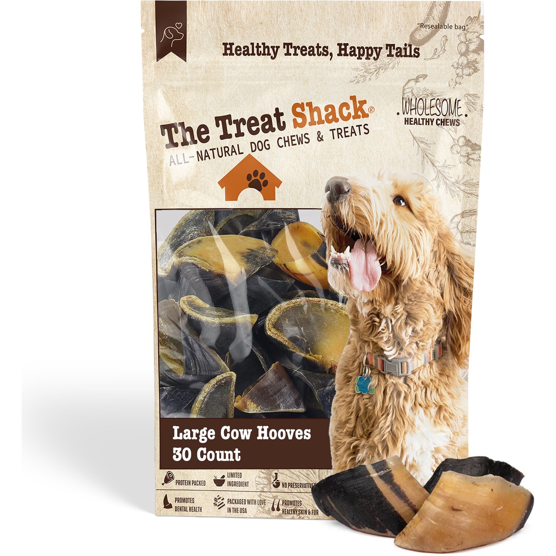 The Treat Shack Large Cow Hooves Dog Treat, 25 count