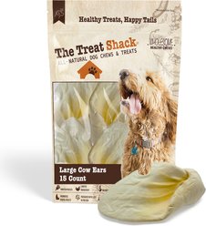 The Treat Shack Large White Cow Ears with Base Dog Treat, 15 count