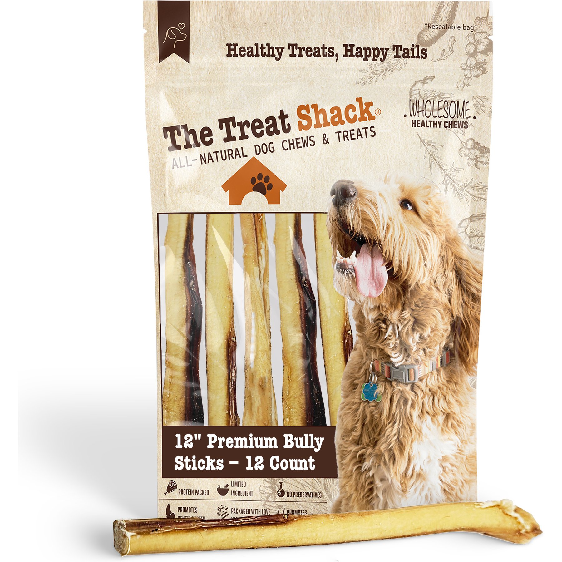 The Treat Shack 12-in Bully Sticks Dog Treats, 12 count