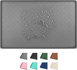 Ptlom Waterproof Dog & Cat Placemat, Grey, Small: 18 x 12-in