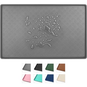 Ptlom Waterproof Dog & Cat Placemat, Grey, Small: 18 x 12-in