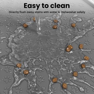 Ptlom Waterproof Dog & Cat Placemat, Grey, Small: 18 x 12-in