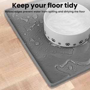 Ptlom Waterproof Dog & Cat Placemat, Grey, Small: 18 x 12-in