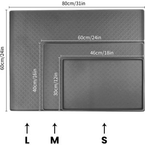 Ptlom Waterproof Dog & Cat Placemat, Grey, Small: 18 x 12-in