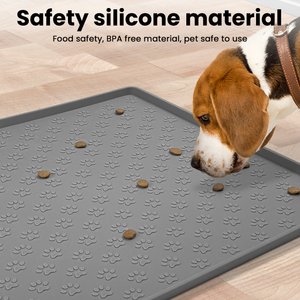 Ptlom Waterproof Dog & Cat Placemat, Grey, Small: 18 x 12-in