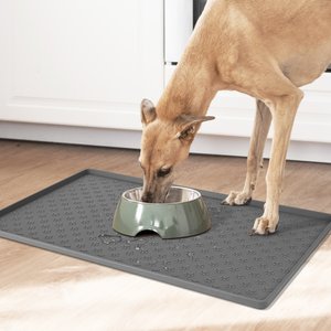 BONE DRY Lattice Paw Print Dog & Cat Food Mat, Gray, Small - Chewy.com