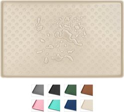 Ptlom Waterproof Dog & Cat Placemat, Beige, Small: 18 x 12-in