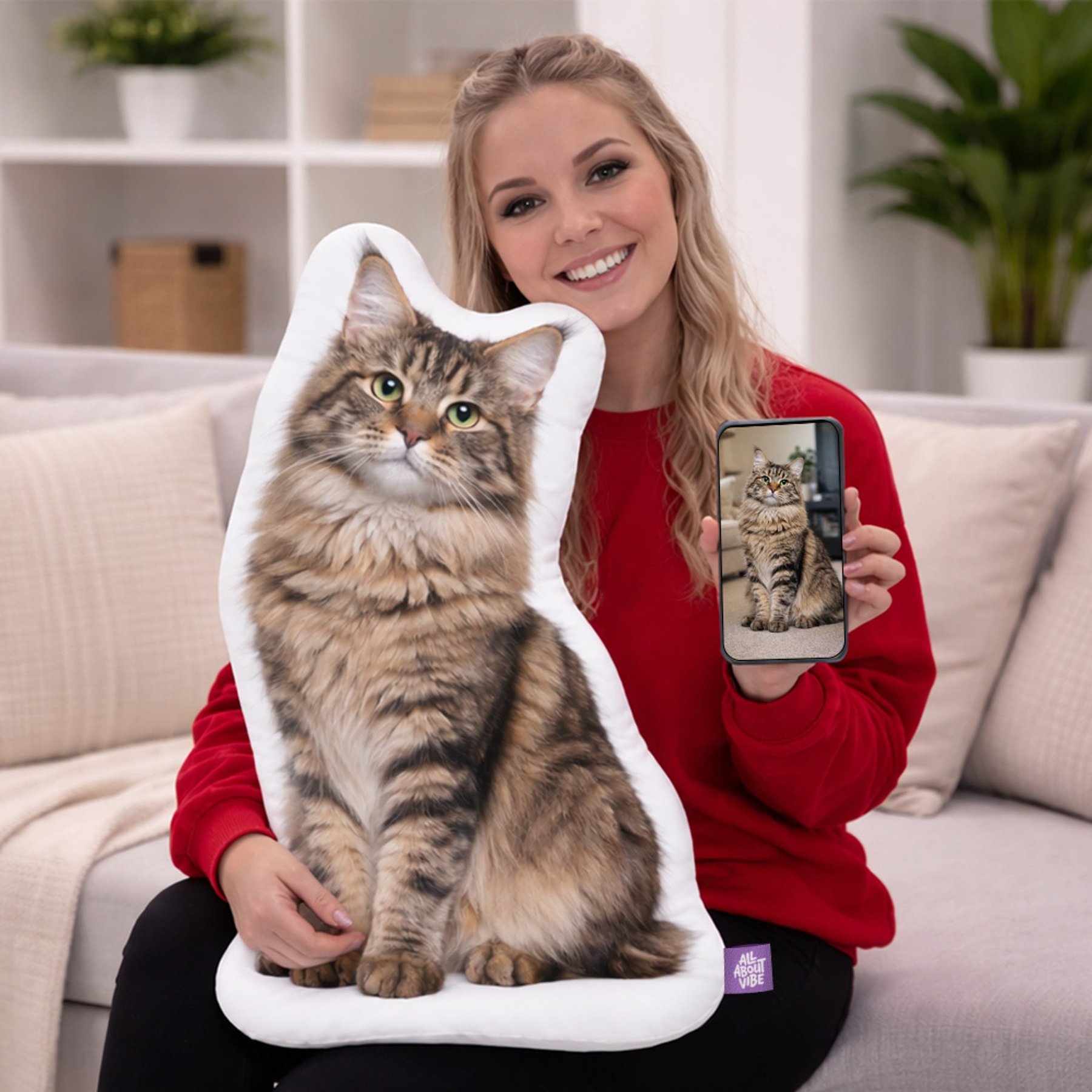 All About Vibe Mancoon Cat Custom Shaped Pillow, 30-in