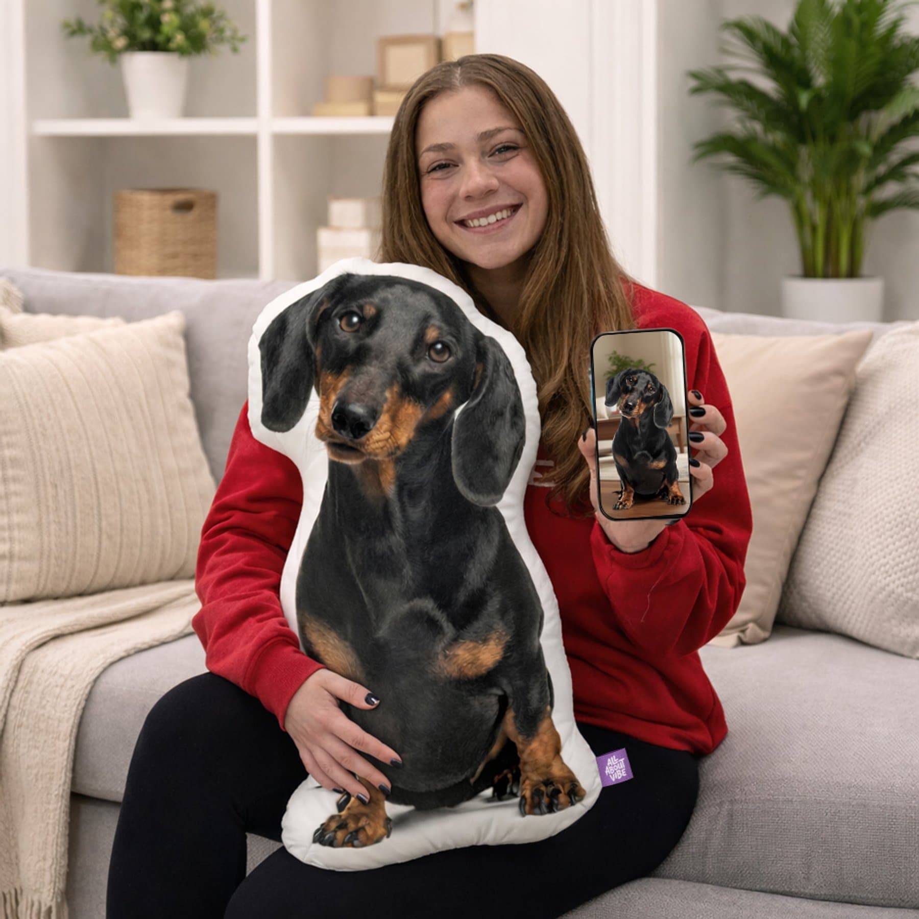 All About Vibe Dachshund Custom Shaped Pillow, 16-in