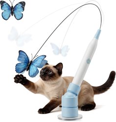 Cozypal Interactive Automatic Flying Feather Rechargeable Electronic Teasers Wands Cat Toy, Blue