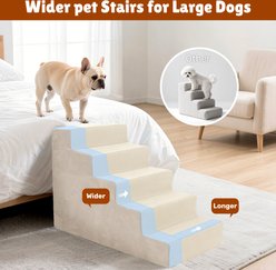 Niubya Non-Slip & Removable Washable Cover Indoor Dog Stairs, 5-step, White slide 2 of 7