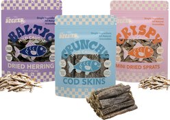 THE LICKER STORE Omega-3 Variety Pack Gluten & Grain-Free Crunch Dried Fish Dehydrated Dog Treats, 3 count