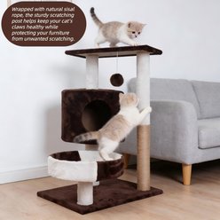 DOPZER Enclosed Multi-Level Indoor Sisal Scratching Tree Condo with Plush Bed for Small to Medium Cats, Brown/White, 29.5 x 23.6 x 15.7-in slide 2 of 9