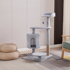 DOPZER Multi-Level Compact Plush Perch Scratching Post Cat Tree Tower with Condo, Grey, 35.4 x 19.7 x 11.8-in slide 2 of 7