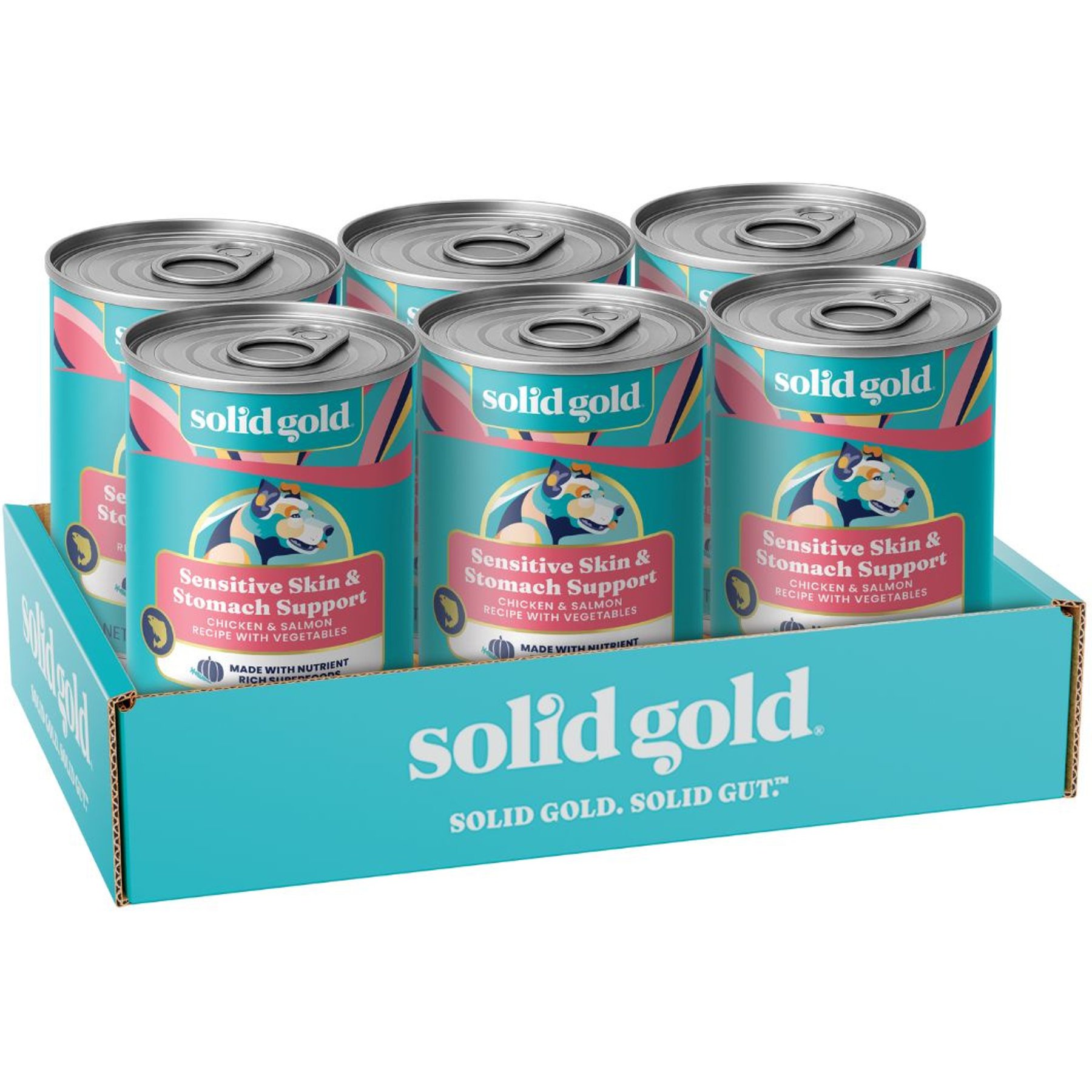 Solid Gold Chicken, Salmon & Vegetable Recipe Grain-Free Small & Medium Breed Canned Dog Food, 13.2-oz can, case of 6