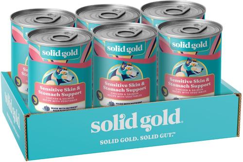Solid Gold Leaping Waters Chicken & Salmon Recipe with Vegetable Recipe Grain-Free Small & Medium Breed Canned Dog Food, 13.2-oz, case of 6