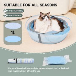 Supet Indoor Soft Plush Calming with Protective Shield Machine Washable Elevated Dog & Cat Bed, Blue, Medium slide 2 of 7