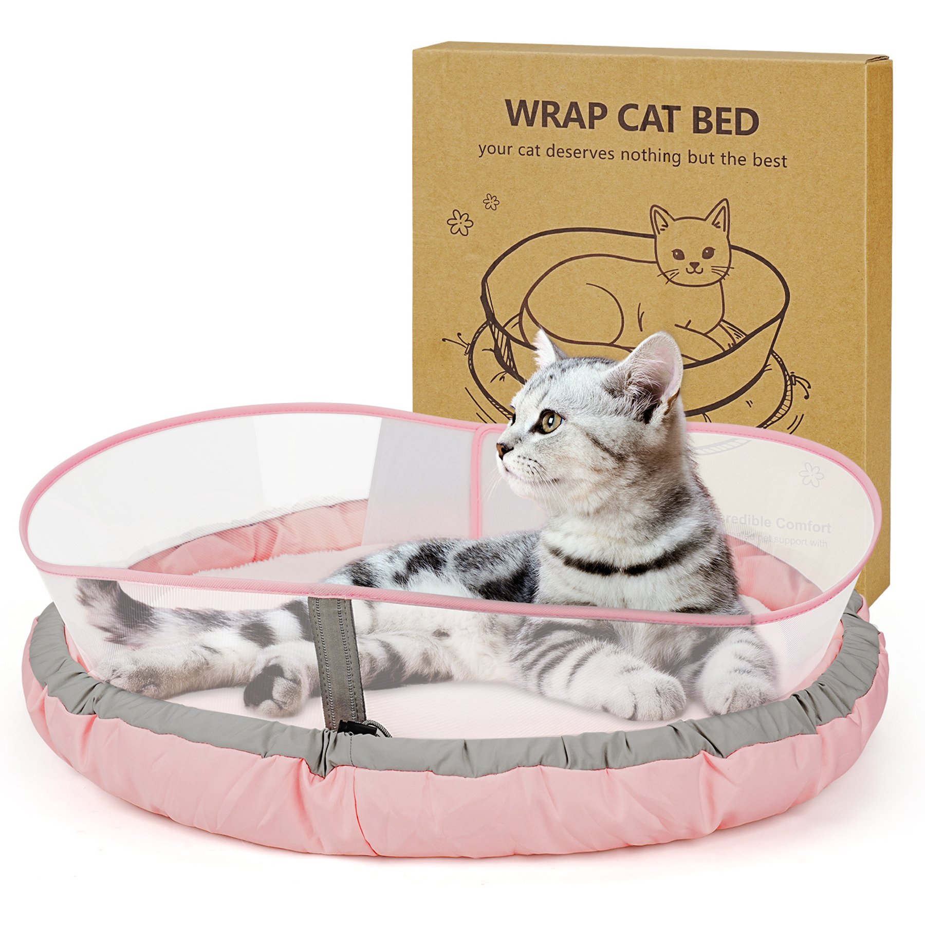 Supet Indoor Soft Plush Calming with Protective Shield Machine Washable Elevated Dog & Cat Bed, Pink, Small