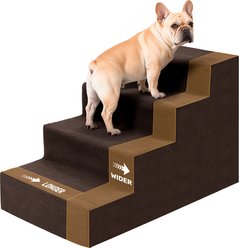 Niubya Non-Slip & Removable Washable Cover Indoor Dog Stairs, 4-step, Brown