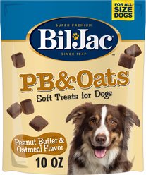 Bil-Jac PB & Oats Peanut Butter Soft & Chewy Dog Treats, 10-oz pouch