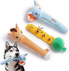 Nocciola Long Face Wild Animal Hide & Seek Squeaky & Crinkle Tough Chewer Plush Dog Toy, Multicolor, Medium, 3 count