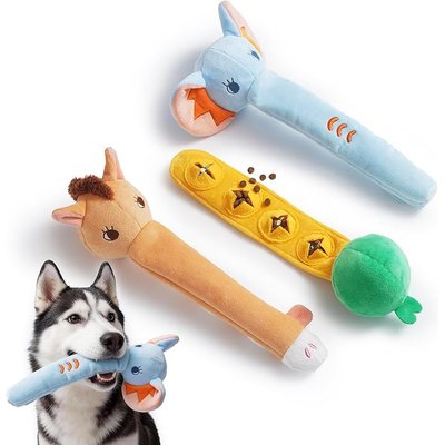 Nocciola Nocciola Long Face Wild Animal Hide & Seek Squeaky & Crinkle Tough Chewer Plush Dog Toy, Multicolor, Medium, 3 count