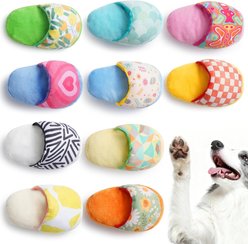 Nocciola Slipper Squeaky & Crinkle Plush Dog Toy, Multicolor, Small, 10 count