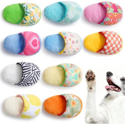 Nocciola Nocciola Slipper Squeaky & Crinkle Plush Dog Toy, Multicolor, Small, 10 count