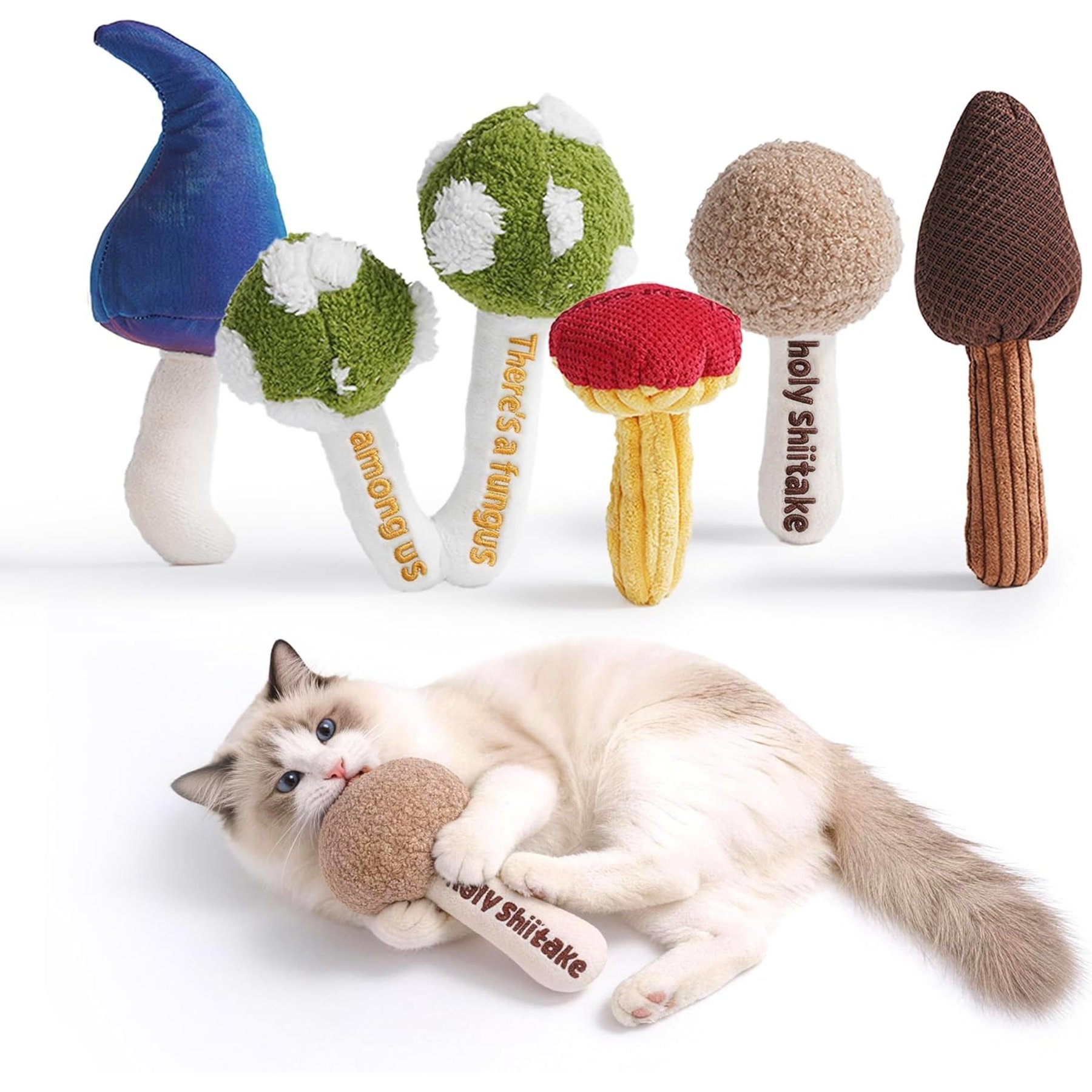 Pawsible Indoor Funny Slang Catnip & Silvervine Multi-Texture Chew Cat Toy, Multicolor, Small, 5 count