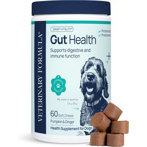 Veterinary Formula Smart Vitality Pork Flavor Soft Chew Gut Health Supplement for Dogs, 60 count