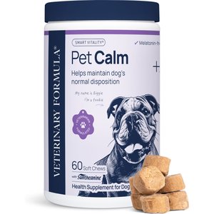 Veterinary Formula Smart Vitality Pork Flavor Soft Chew Pet Calm Supplement for Dogs, 60 count