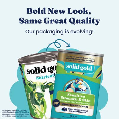 Show full view: Solid Gold Green Cow Beef Tripe Loaf for Picky Eaters Grain-Free Wet Dog Food, 13.2-oz can, case of 6 slide 3 of 9