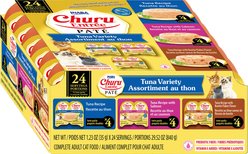 Inaba Churu Entrée Tuna Variety Pack Grain-Free, High Moisture Pate Wet Cat Food, 2.46-oz twin cups, 24 count