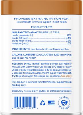 Show full view: Native Pet Beef Bone Broth Powder Grain-Free Dog Food Topper, 4.75-oz slide 3 of 9