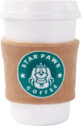 HugSmart Vanilla Scented Rubber StarPaws Coffee Squeaky Dog Chew Toy, Medium/Large