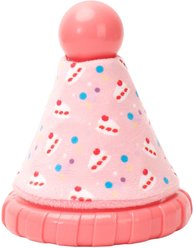 HugSmart Rubber Birthday Party Hat Squeaky Dog Chew Toy, Medium/Large, Pink