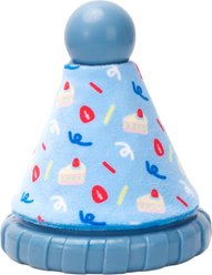 HugSmart Rubber Birthday Party Hat Squeaky Dog Chew Toy, Medium/Large, Blue