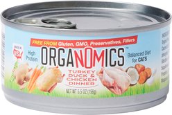 OrgaNOMics Turkey, Duck & Chicken Dinner Grain-Free Pate Wet Cat Food, 5.5-oz can, case of 24