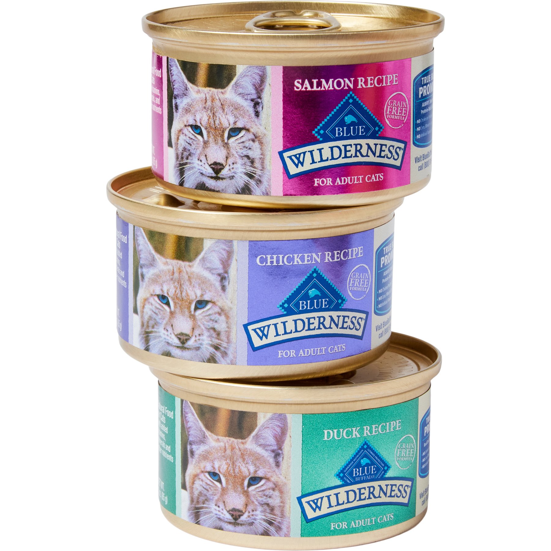 Blue Buffalo Blue Buffalo Wilderness Pate Variety Pack Duck, Chicken & Salmon Grain-Free Cat Canned Food, 3-oz, case of 12