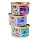 Blue Buffalo Wilderness Pate Variety Pack Duck, Chicken & Salmon Grain-Free Cat Canned Food, 3-oz, case of 12